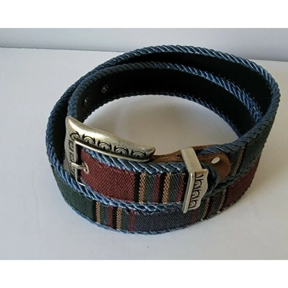 Century Canada Southwestern Belt Aztec Boho Size Small Sz M Silver Hardware Blue